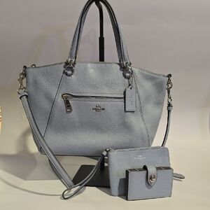Coach Prairie Satchel and Accessory Set In Light Blue With Silver Accents
